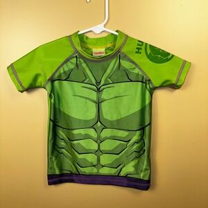 Kids Marvel Avengers The Hulk‎ Rash Guard Swim Shirt Size 4 UPF 50+